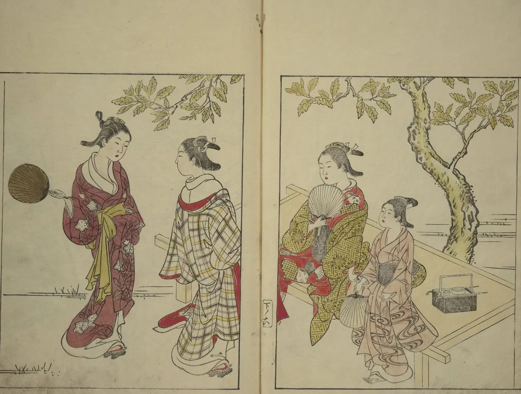 An illustration from Picture Book of the Evergreens (Ehon tokiwagusa), 1731, leaf 9