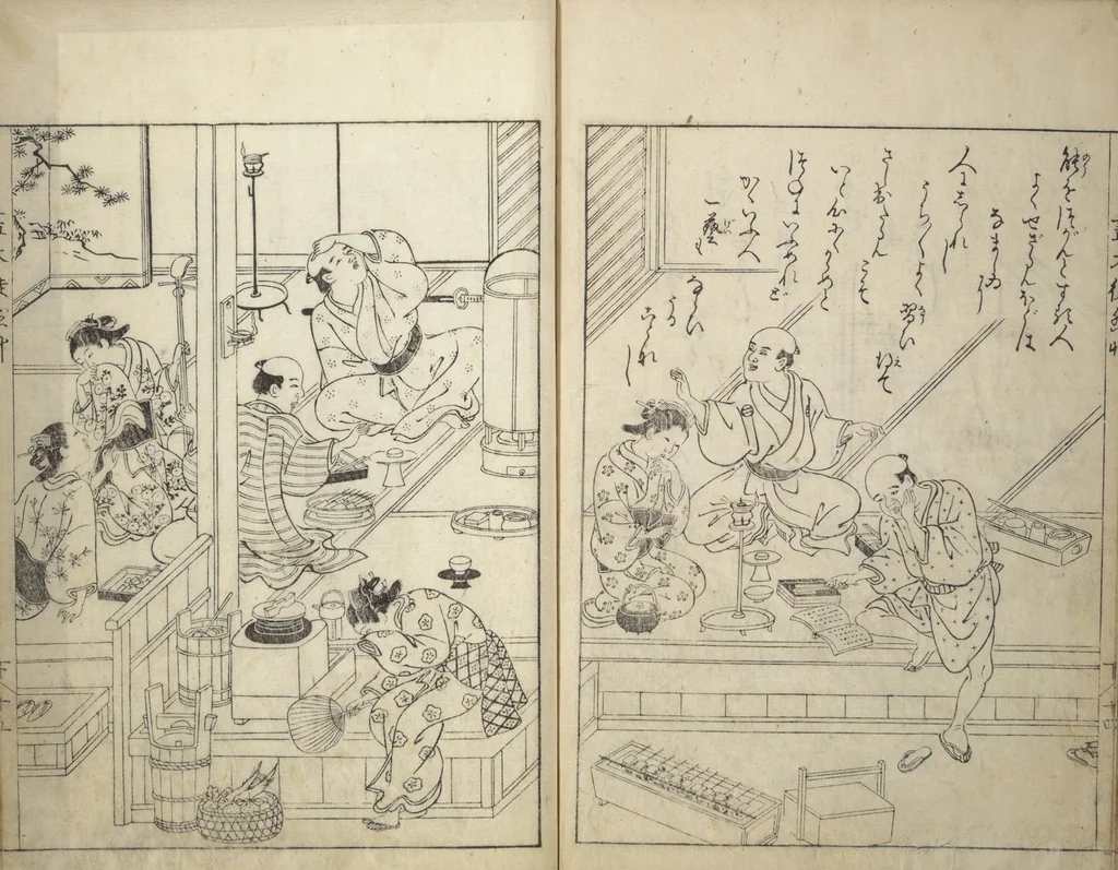 An illustration from Picture Book of Essays in Idleness (Ehon tsurezuregusa), 1740, leaf 56