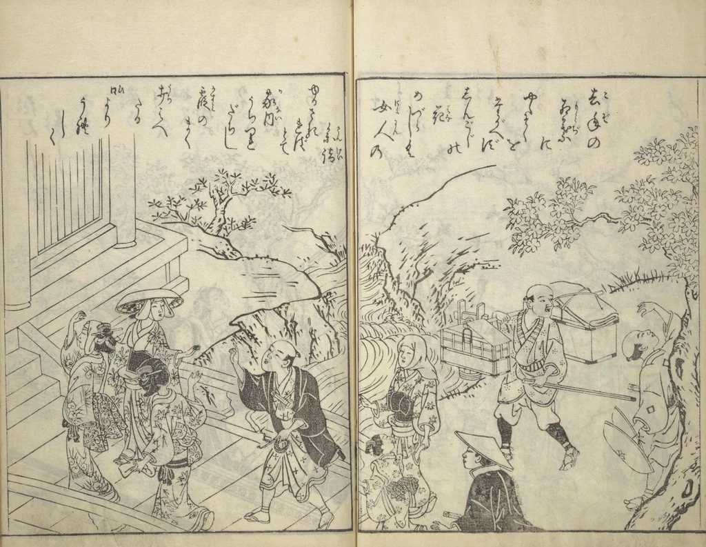 An illustration from Picture Book of Life in the Capital (Ehon miyako zōshi), 1746, leaf 12