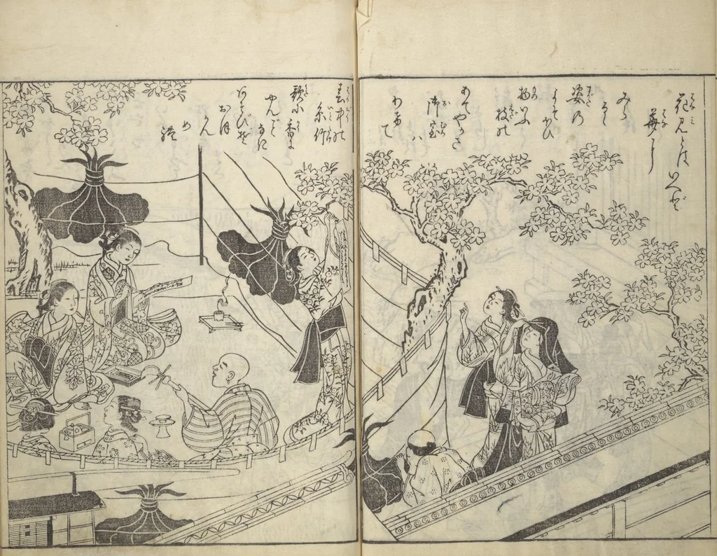 An illustration from Picture Book of Life in the Capital (Ehon miyako zōshi), 1746, leaf 13