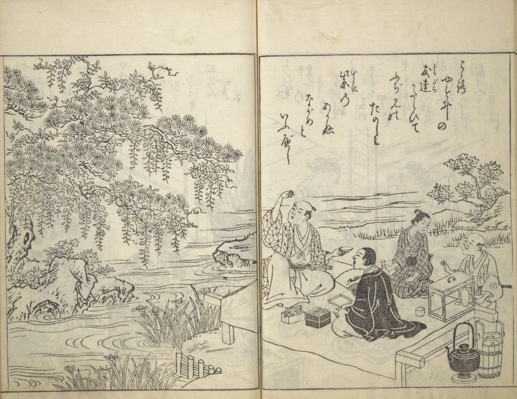 An illustration from Picture Book of Life in the Capital (Ehon miyako zōshi), 1746, leaf 15