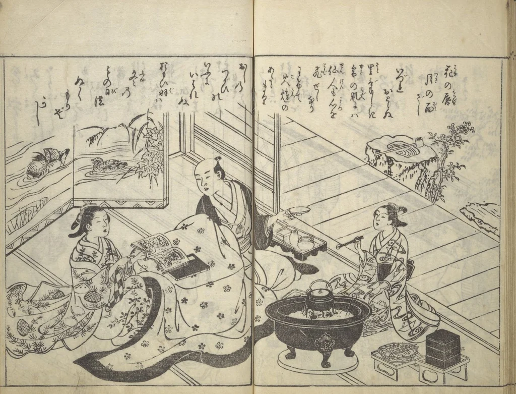 An illustration from Picture Book of Life in the Capital (Ehon miyako zōshi), 1746, leaf 34