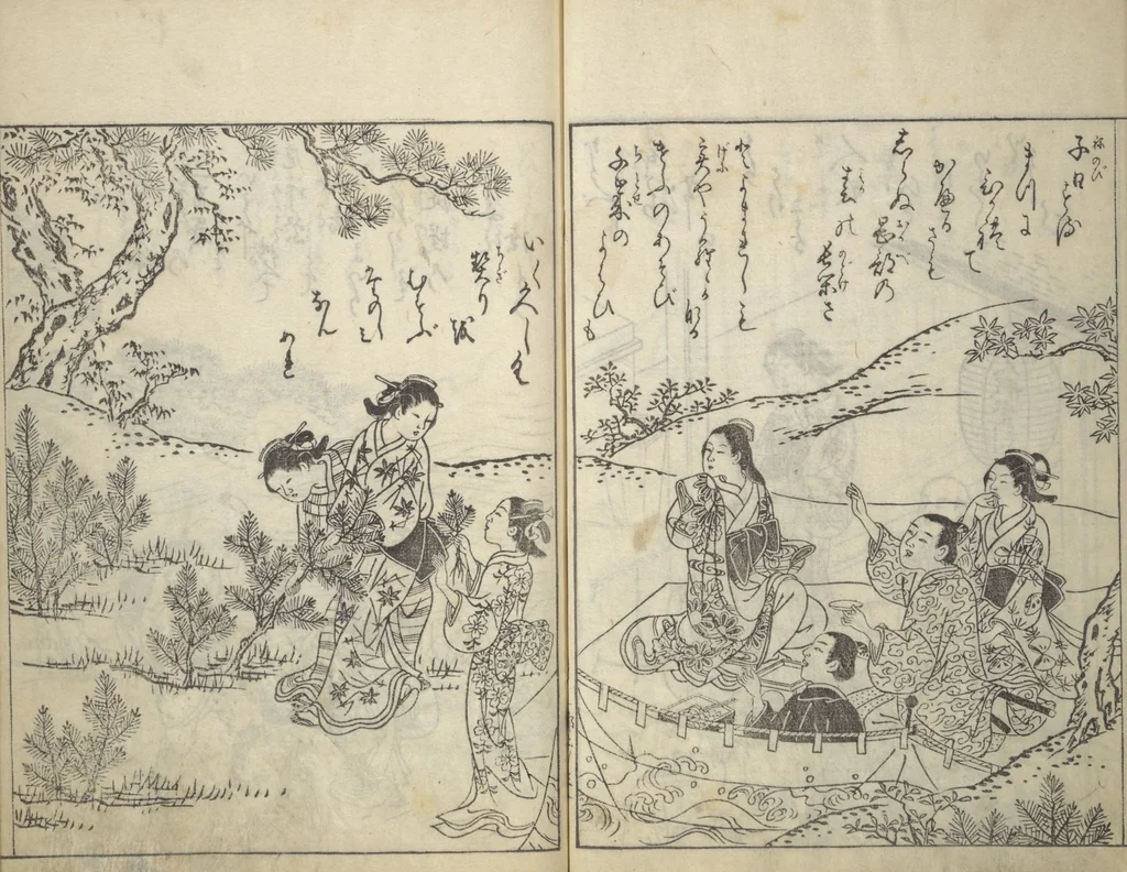 An illustration from Picture Book of Life in the Capital (Ehon miyako zōshi), 1746, leaf 6