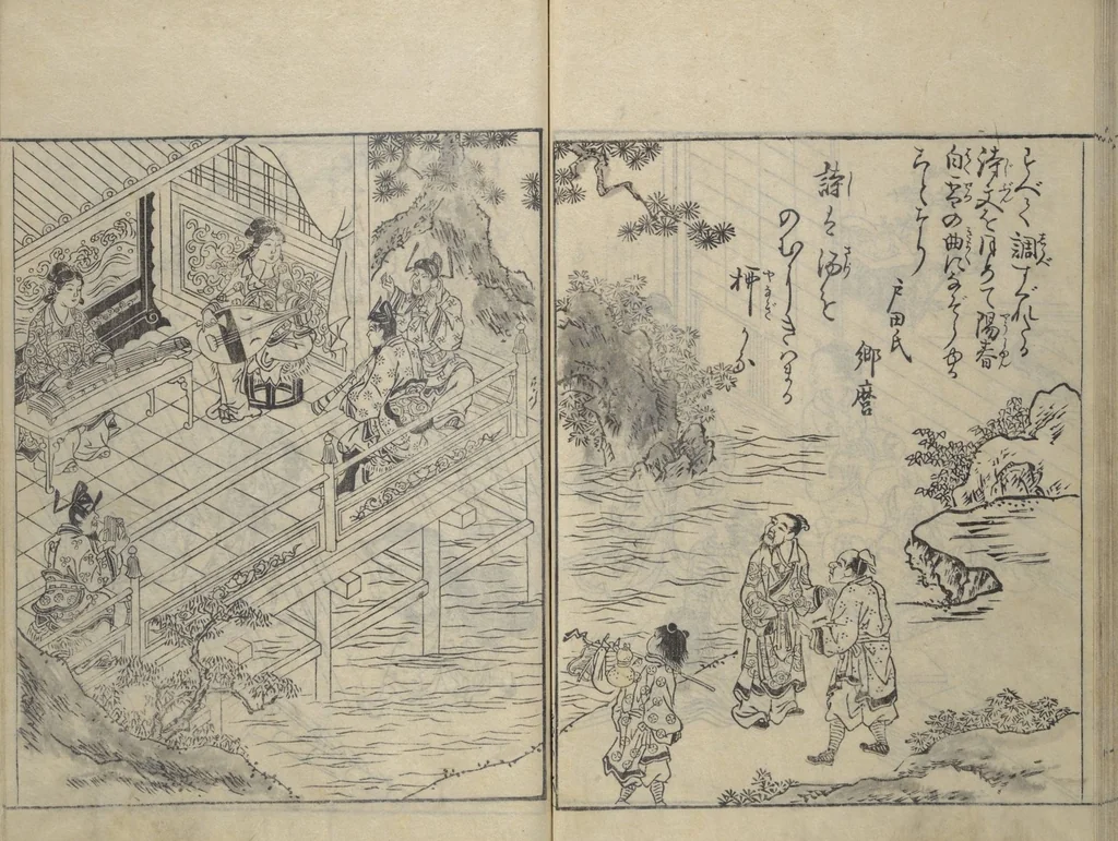 An illustration from Picture Book of Snow, Moon, and Flowers (Ehon setsugekka), 1768, leaf 33