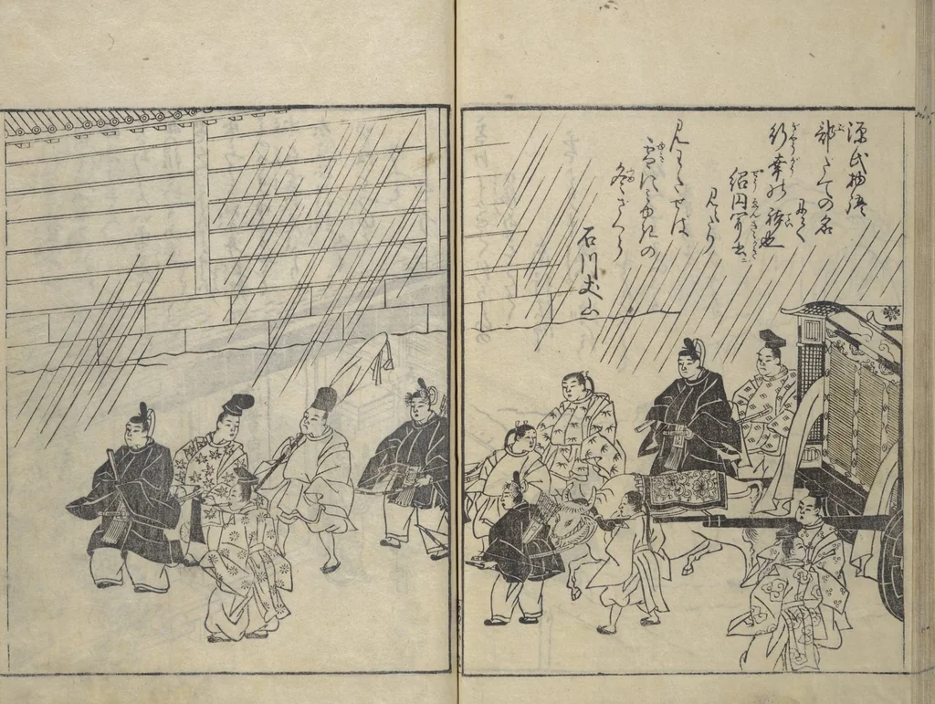 An illustration from Picture Book of Snow, Moon, and Flowers (Ehon setsugekka), 1768, leaf 36