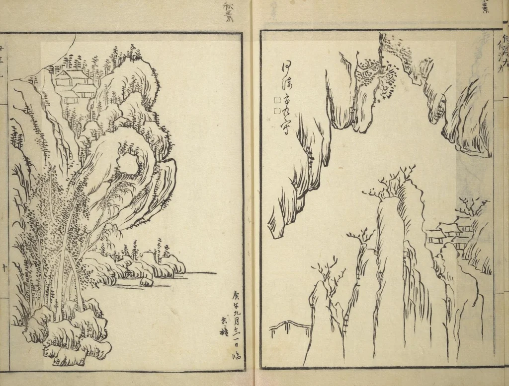 An illustration from Picture Album of Landscapes by Yi Fujiu and Ike no Taiga (I Fukyū Ike no Taiga sansui gafu), 1803, leaf 16