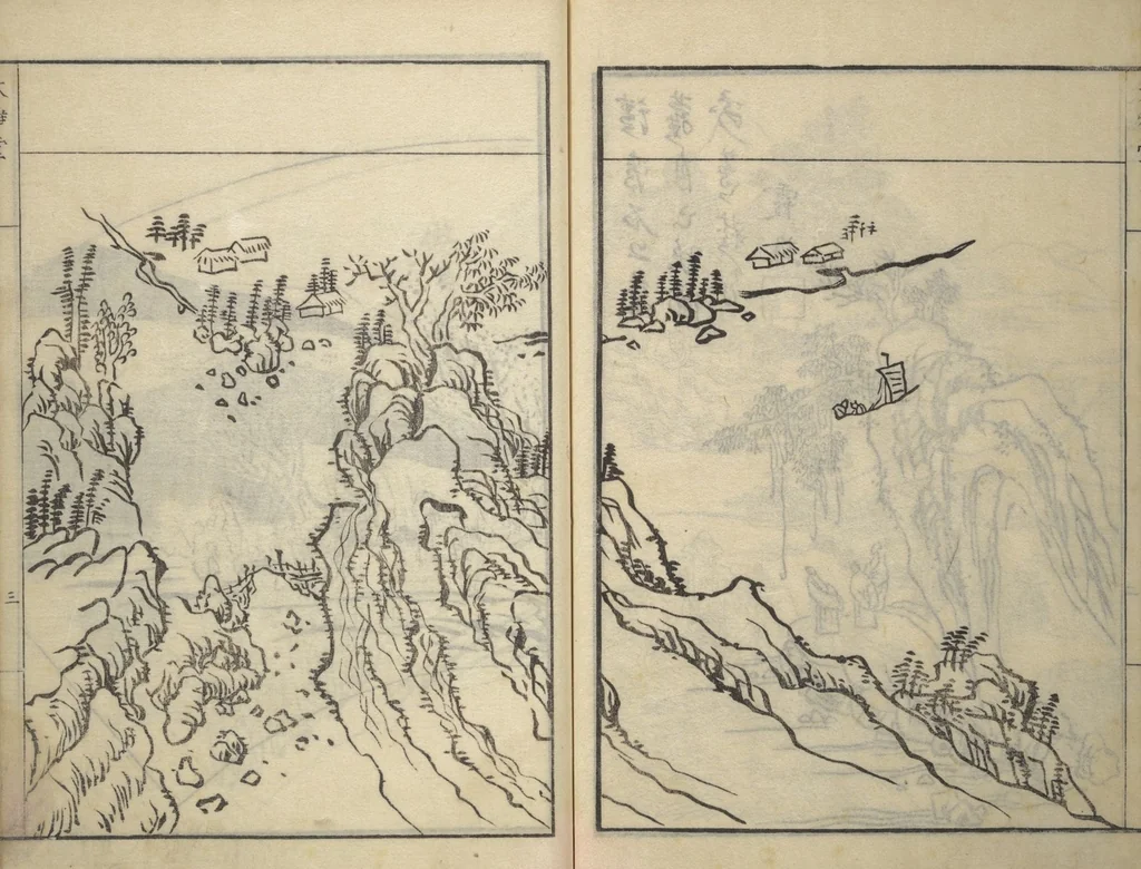 An illustration from Picture Album of Landscapes by Yi Fujiu and Ike no Taiga (I Fukyū Ike no Taiga sansui gafu), 1803, leaf 21