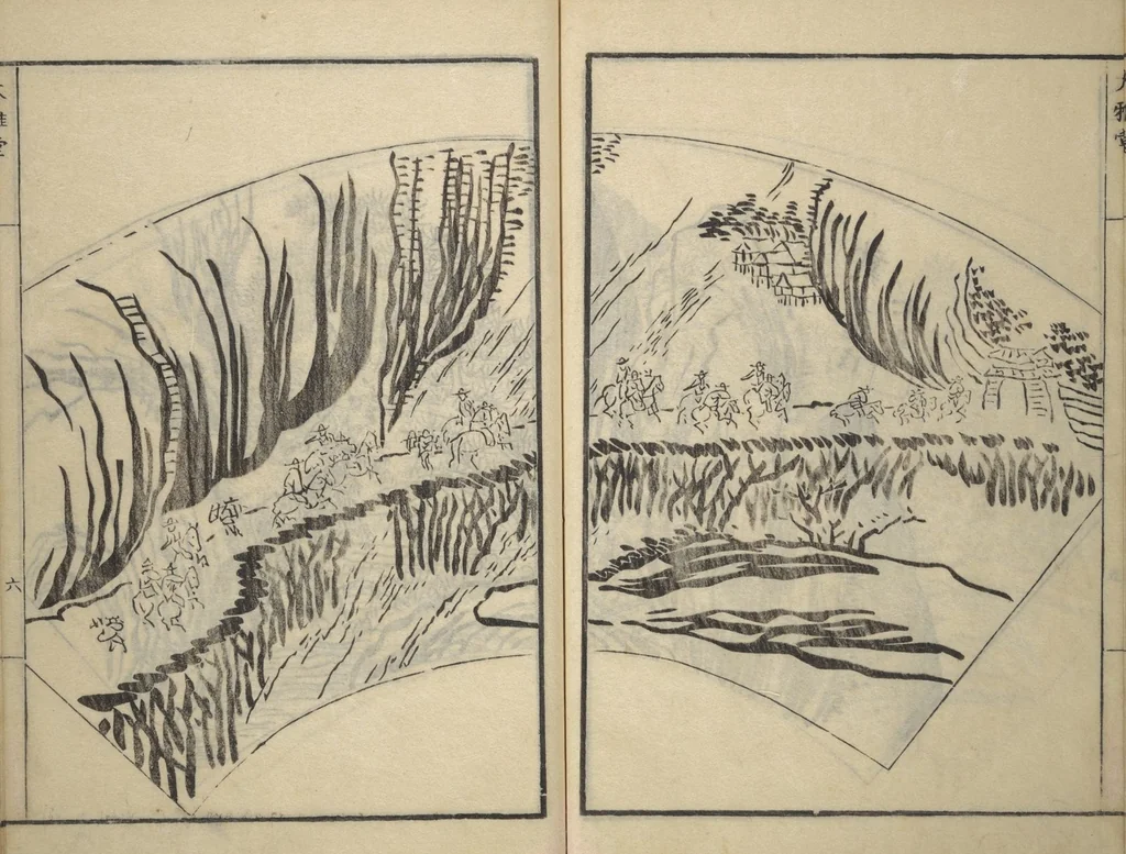 An illustration from Picture Album of Landscapes by Yi Fujiu and Ike no Taiga (I Fukyū Ike no Taiga sansui gafu), 1803, leaf 24