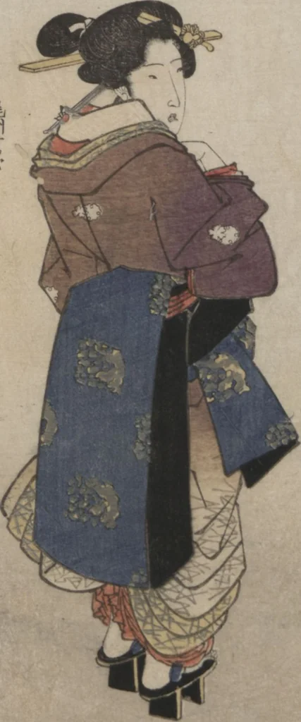 An illustration from Book of Humorous Poems "Hundred Thousand Birds" (Kyōka momochidori 狂歌百千鳥), 1830, leaf 19