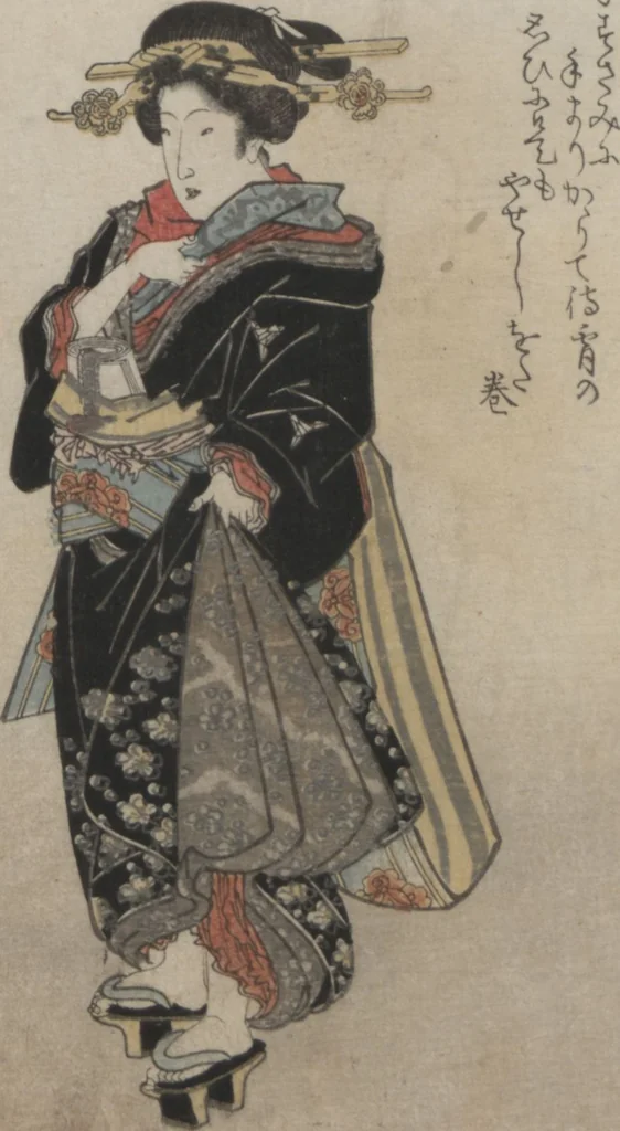 An illustration from Book of Humorous Poems "Hundred Thousand Birds" (Kyōka momochidori 狂歌百千鳥), 1830, leaf 19