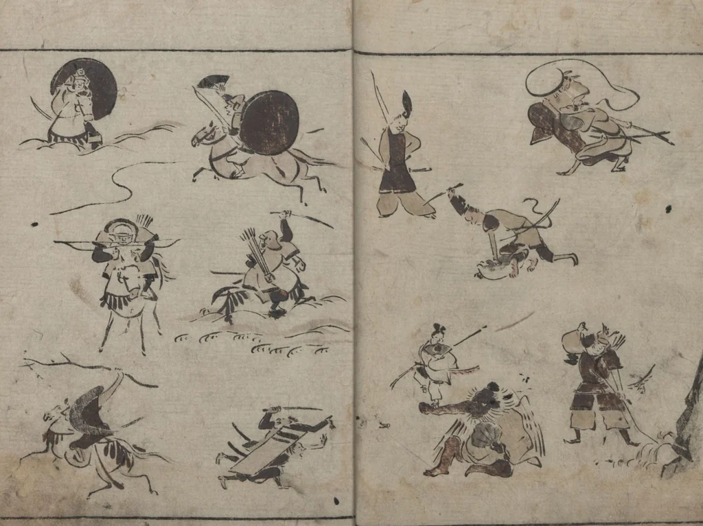 An illustration from Abbreviated Drawing Styles (Ryakuga shiki 略画式 (人物) (Figures), 1795, leaf 10