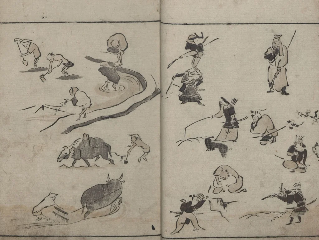 An illustration from Abbreviated Drawing Styles (Ryakuga shiki 略画式 (人物) (Figures), 1795, leaf 11