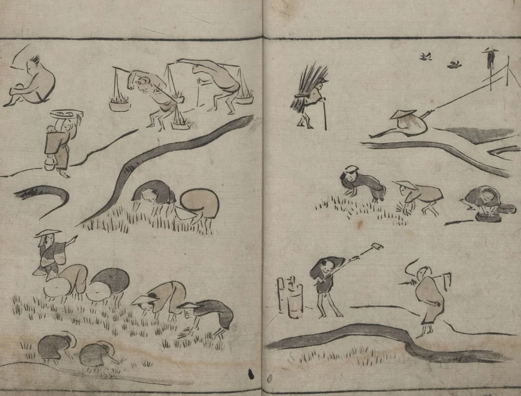 An illustration from Abbreviated Drawing Styles (Ryakuga shiki 略画式 (人物) (Figures), 1795, leaf 12