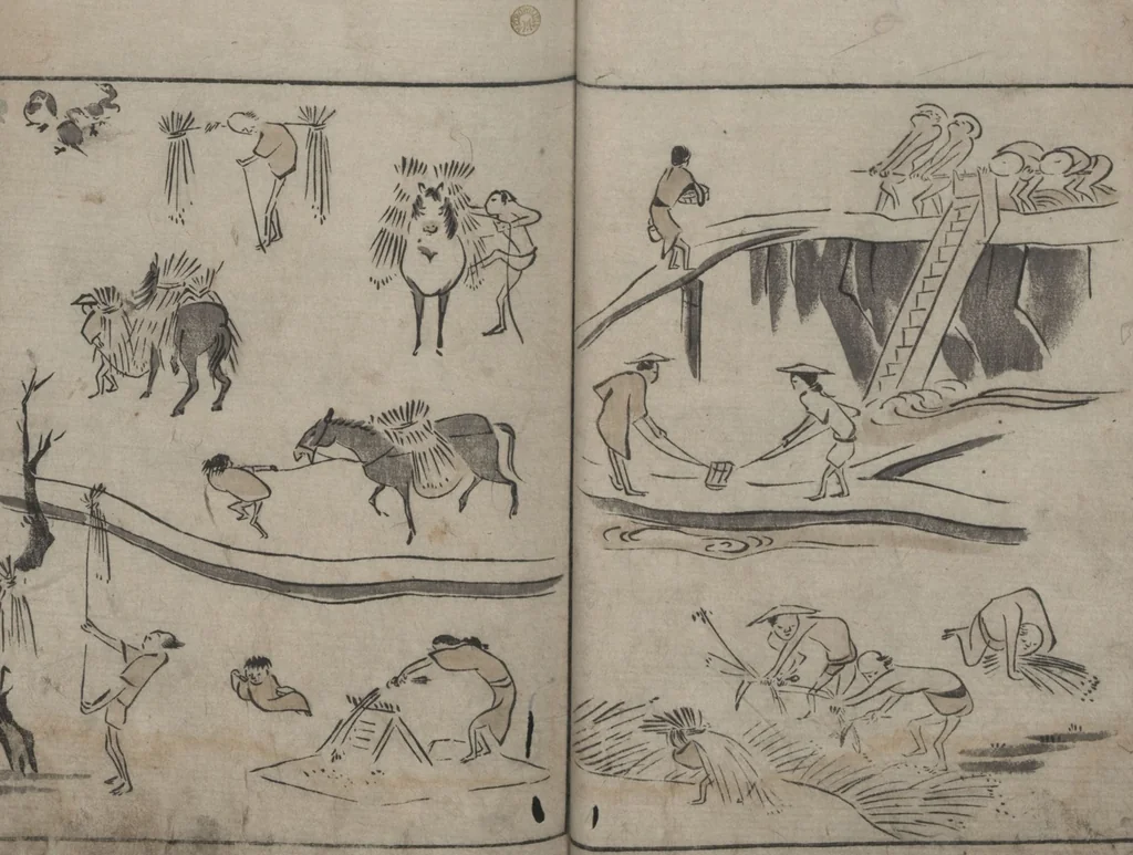 An illustration from Abbreviated Drawing Styles (Ryakuga shiki 略画式 (人物) (Figures), 1795, leaf 13