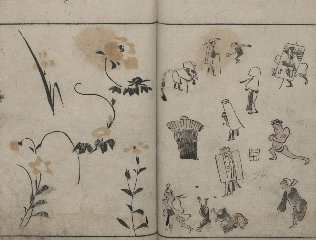 An illustration from Abbreviated Drawing Styles (Ryakuga shiki 略画式 (人物) (Figures), 1795, leaf 23