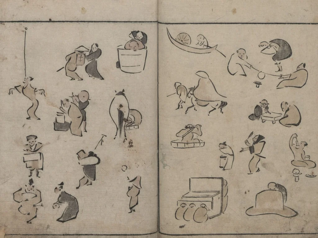 An illustration from Abbreviated Drawing Styles (Ryakuga shiki 略画式 (人物) (Figures), 1795, leaf 31