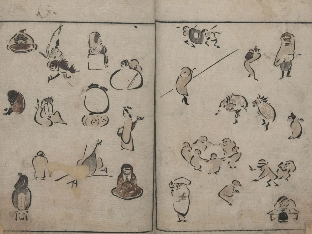 An illustration from Abbreviated Drawing Styles (Ryakuga shiki 略画式 (人物) (Figures), 1795, leaf 32