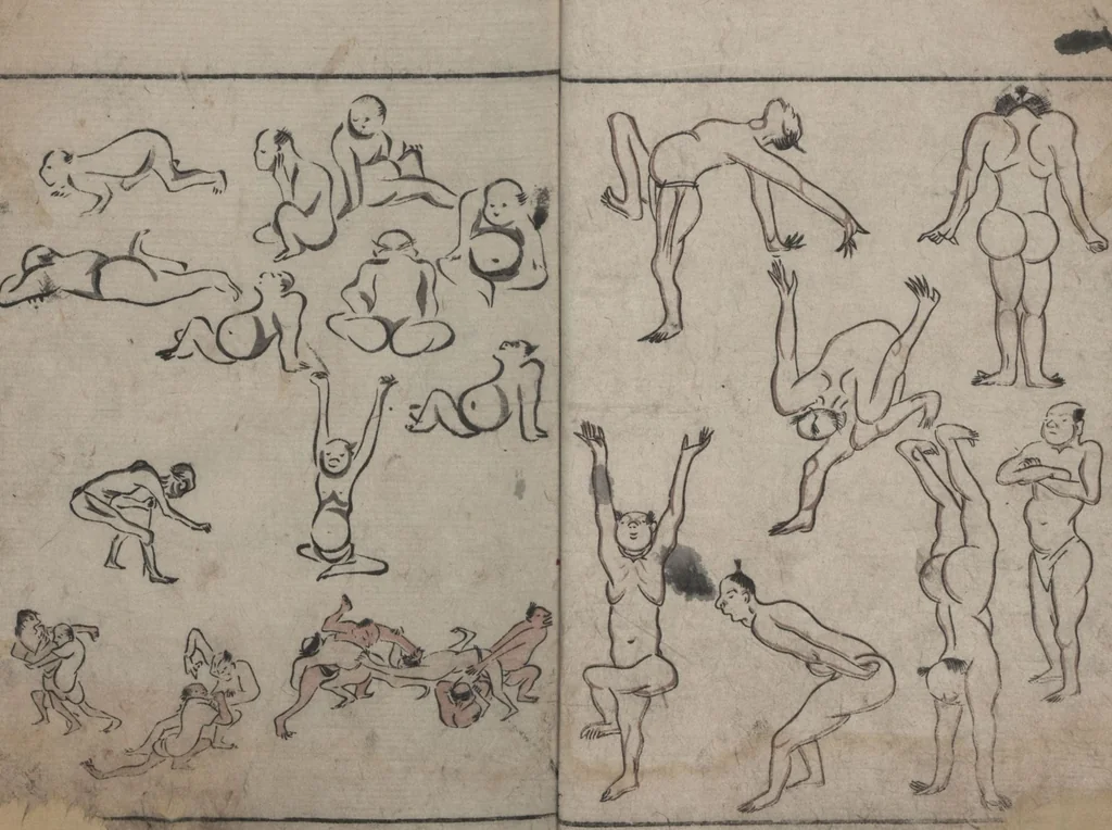 An illustration from Abbreviated Drawing Styles (Ryakuga shiki 略画式 (人物) (Figures), 1795, leaf 6