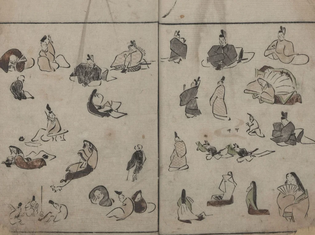 An illustration from Abbreviated Drawing Styles (Ryakuga shiki 略画式 (人物) (Figures), 1795, leaf 7