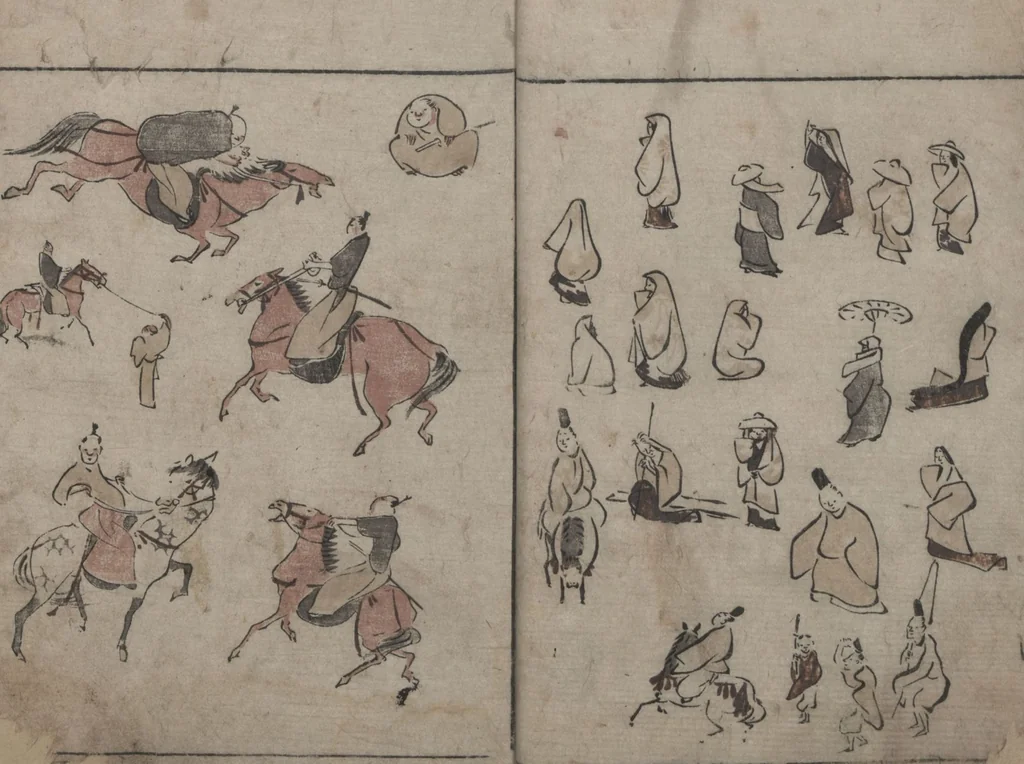 An illustration from Abbreviated Drawing Styles (Ryakuga shiki 略画式 (人物) (Figures), 1795, leaf 8