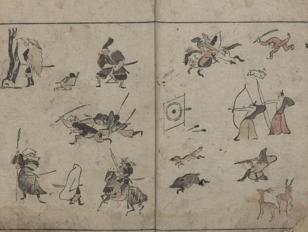 An illustration from Abbreviated Drawing Styles (Ryakuga shiki 略画式 (人物) (Figures), 1795, leaf 9