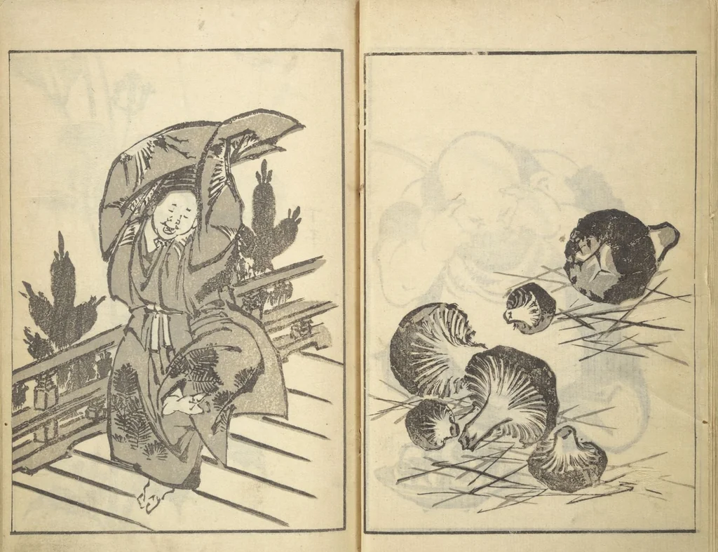 An illustration from Old Manji’s Cursive Picture Album (Manji-ō sōhitsu gafu), 1843, leaf 13