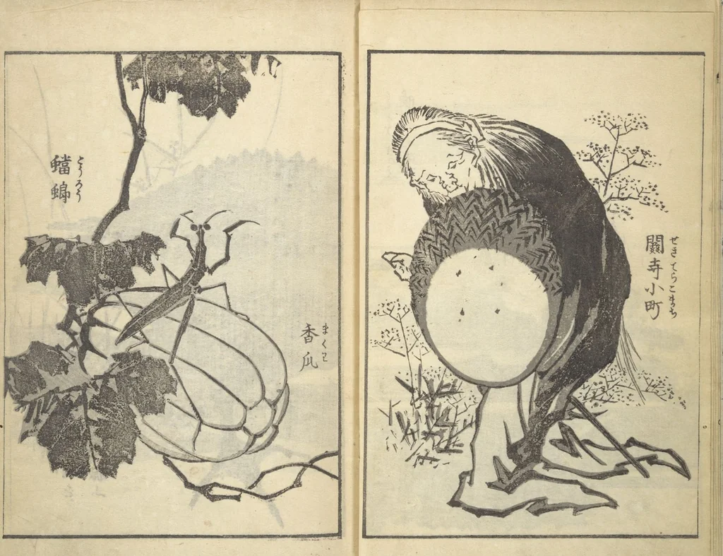 An illustration from Old Manji’s Cursive Picture Album (Manji-ō sōhitsu gafu), 1843, leaf 7