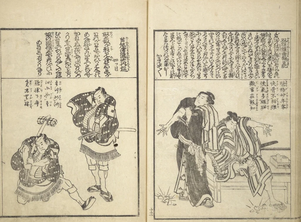 An illustration from Mixed Verses on Jōruri (Puppet Theater) (Ehon jōruri zekku), 1815, leaf 17