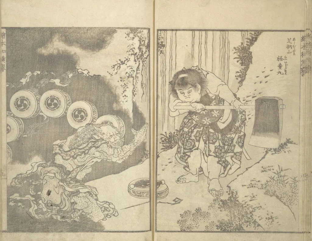 An illustration from Picture Book on Heroes of China and Japan (Ehon wakan no homare), 1850, leaf 12