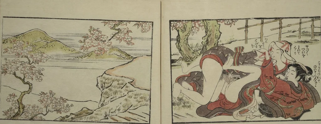 An illustration from Picture Book of the Eternal Pines (Ehon chiyo no matsu), 1767, leaf 12