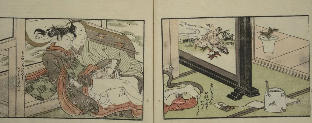 An illustration from Picture Book of the Eternal Pines (Ehon chiyo no matsu), 1767, leaf 14