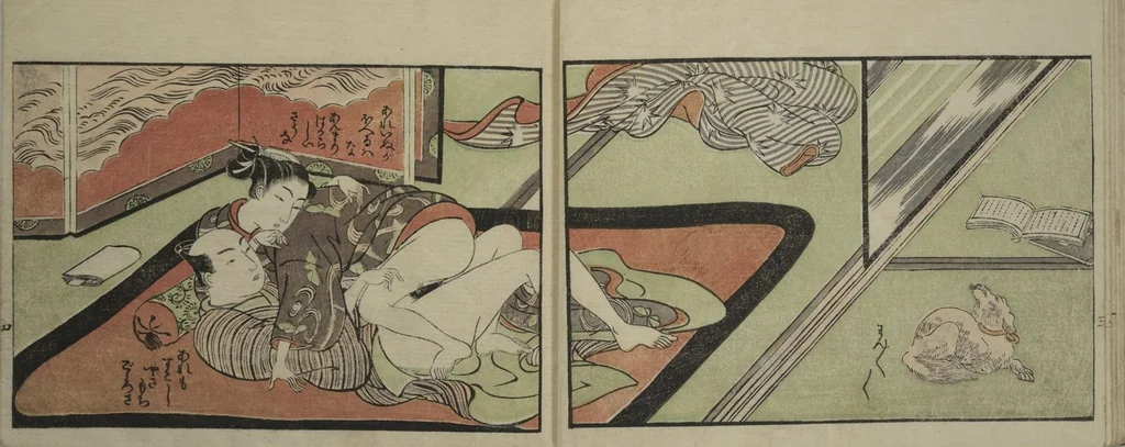 An illustration from Picture Book of the Eternal Pines (Ehon chiyo no matsu), 1767, leaf 8