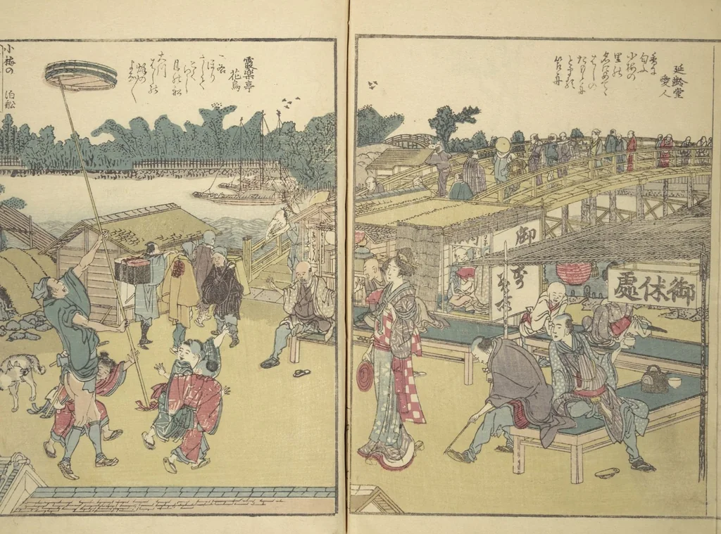 An illustration from Panoramic Views of Both Banks of the Sumida River at a Glance (Ehon Sumidagawa ryōgan ichiran) : [volume 2], 1801, leaf 8