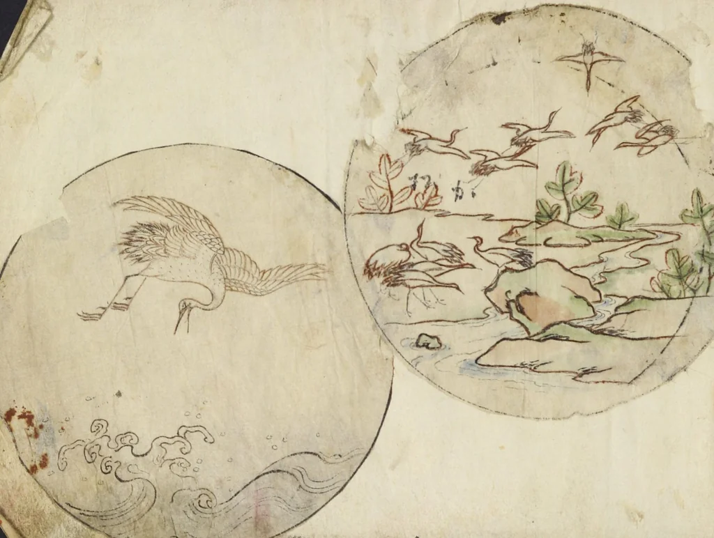An illustration from Album of Sketches for Lacquer Decoration (Makie 蒔絵), 1850, leaf 13