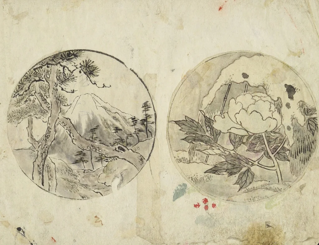 An illustration from Album of Sketches for Lacquer Decoration (Makie 蒔絵), 1850, leaf 16