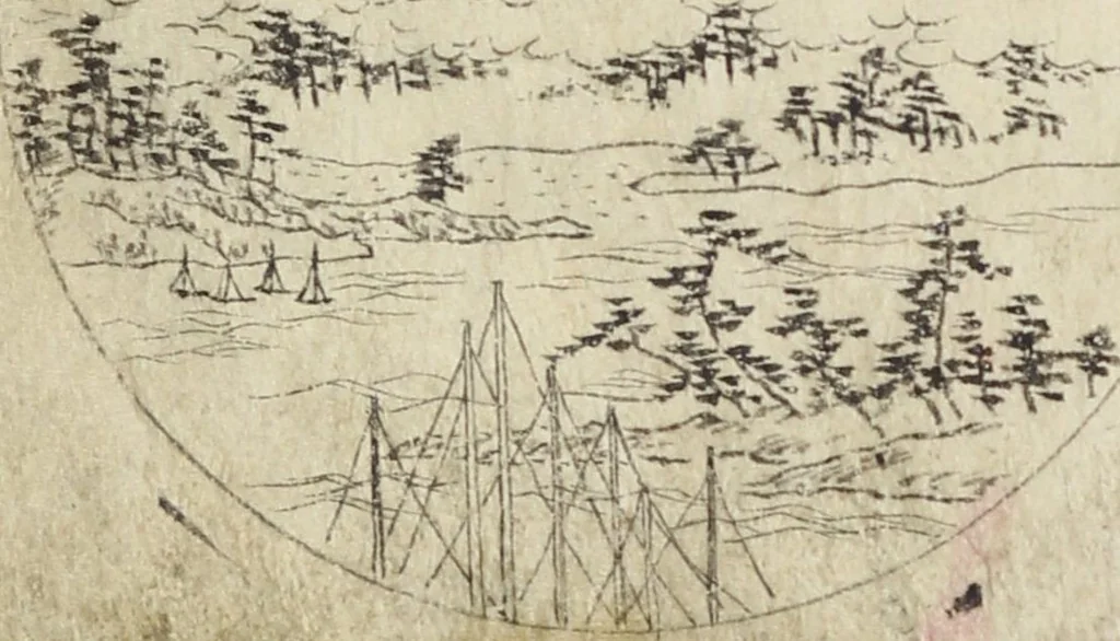 An illustration from Album of Sketches for Lacquer Decoration (Makie 蒔絵), 1850, leaf 17