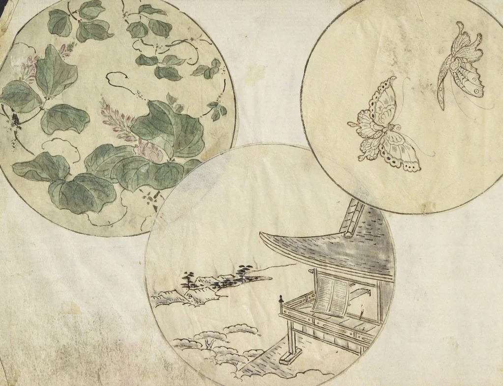 An illustration from Album of Sketches for Lacquer Decoration (Makie 蒔絵), 1850, leaf 23