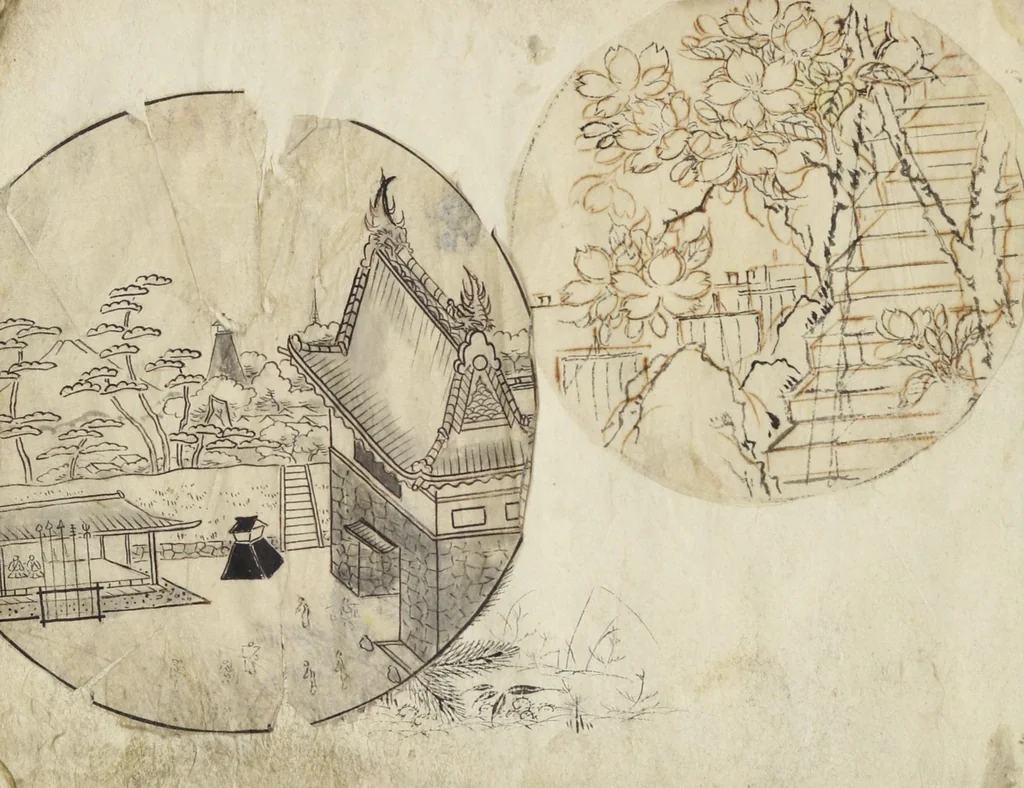 An illustration from Album of Sketches for Lacquer Decoration (Makie 蒔絵), 1850, leaf 29