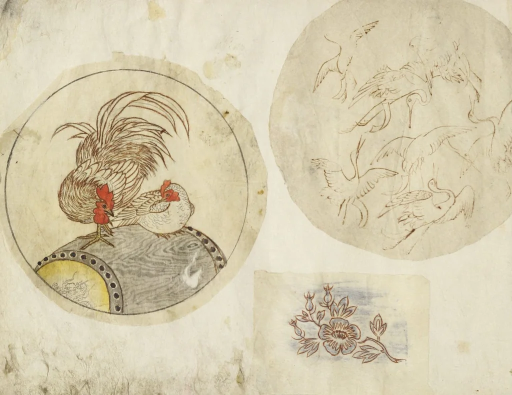 An illustration from Album of Sketches for Lacquer Decoration (Makie 蒔絵), 1850, leaf 33