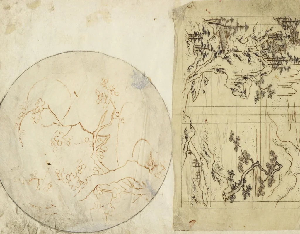 An illustration from Album of Sketches for Lacquer Decoration (Makie 蒔絵), 1850, leaf 45