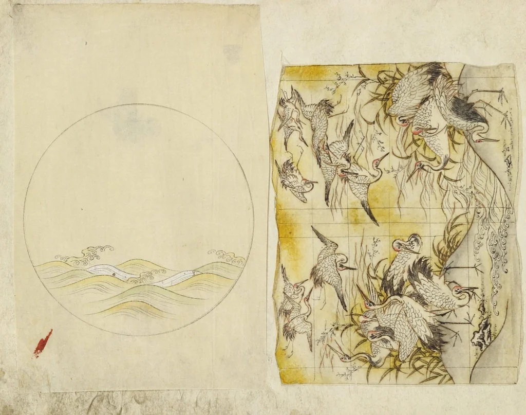 An illustration from Album of Sketches for Lacquer Decoration (Makie 蒔絵), 1850, leaf 49