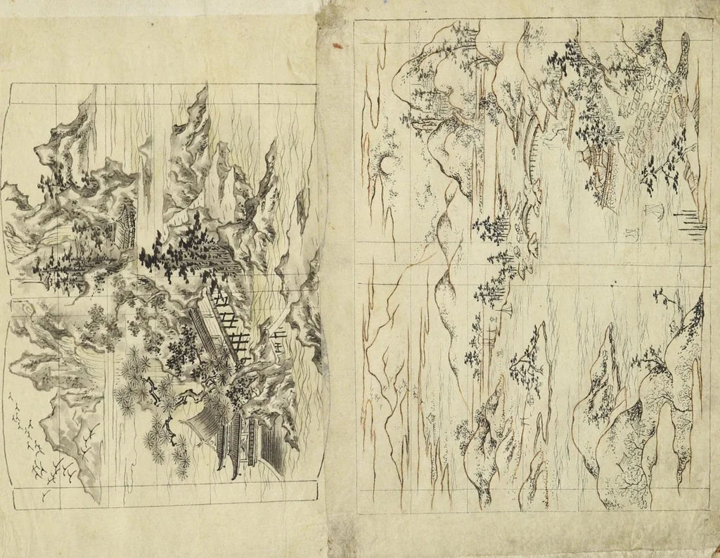 An illustration from Album of Sketches for Lacquer Decoration (Makie 蒔絵), 1850, leaf 54
