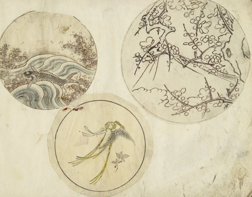 An illustration from Album of Sketches for Lacquer Decoration (Makie 蒔絵), 1850, leaf 66
