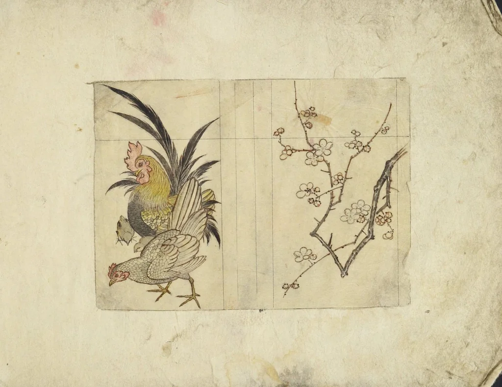 An illustration from Album of Sketches for Lacquer Decoration (Makie 蒔絵), 1850, leaf 74