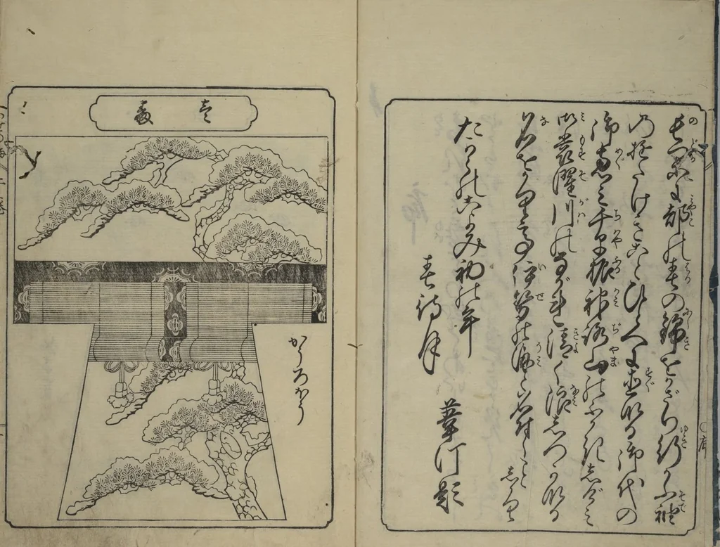 An illustration from Book of Kosode Patterns (Hiinagata Ise no umi), 1751, leaf 3