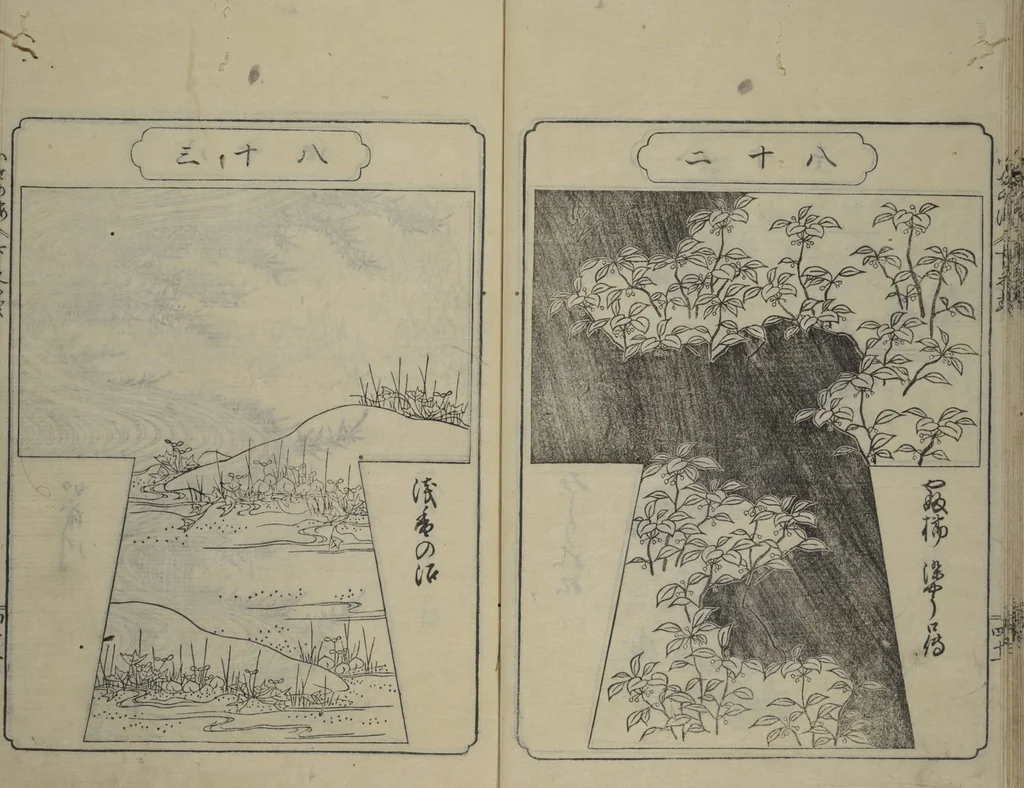An illustration from Book of Kosode Patterns (Hiinagata Ise no umi), 1751, leaf 44