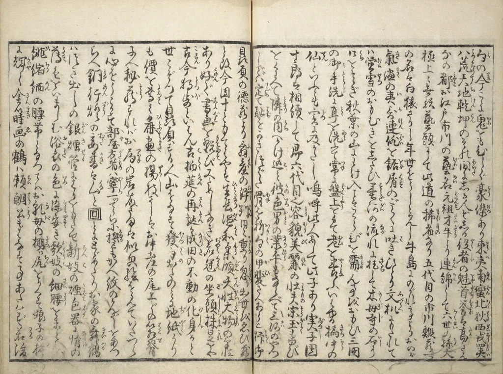 An illustration from Amusements of Kabuki Actors of the "Third Floor" [Dressing Room] (Yakusha sangaikyō), by Shikitei Sanba, 1801, leaf 19