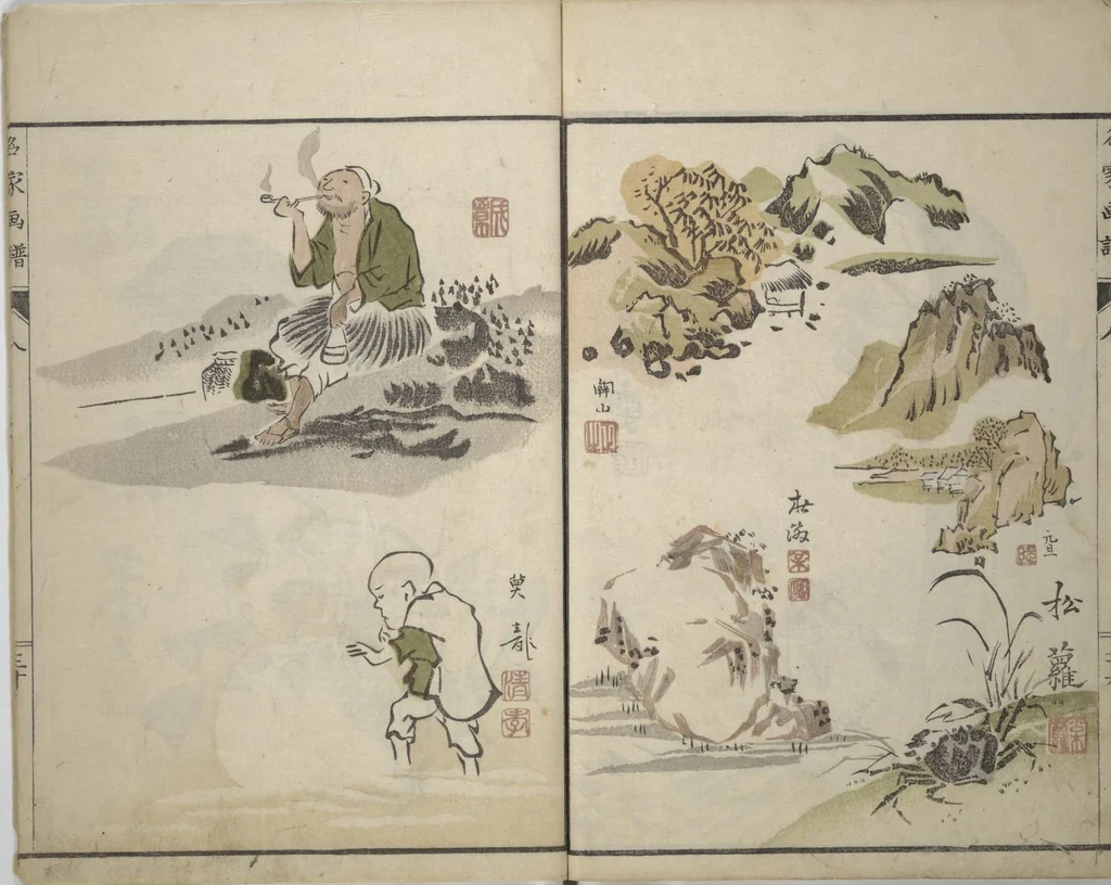 An illustration from Pictures by Famous Artists (Meika gafu) : [volume 3], 1812, leaf 34