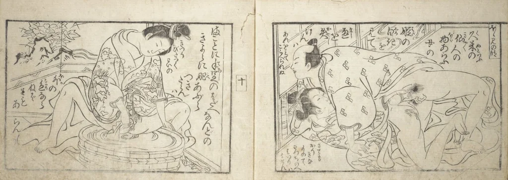An illustration from Love Poses in the Narabi Hills (Nure sugata narabi no oka) : [volume 1], leaf 12