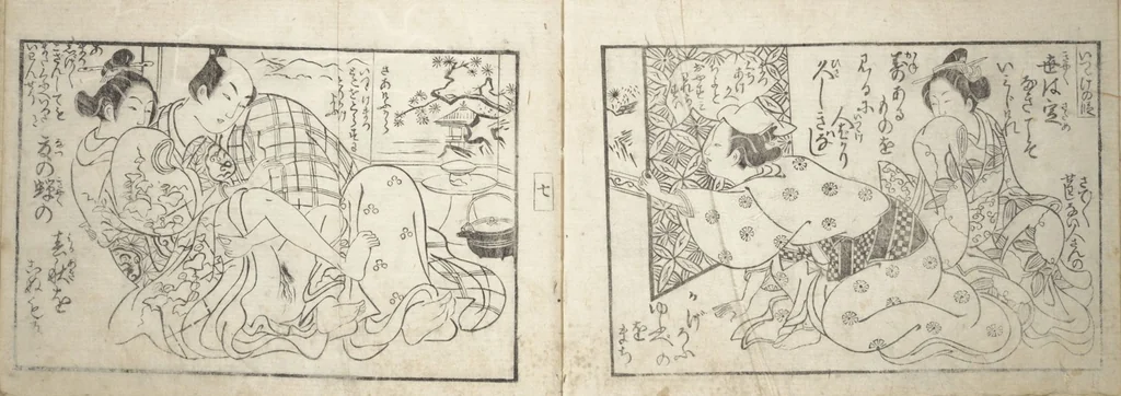 An illustration from Love Poses in the Narabi Hills (Nure sugata narabi no oka) : [volume 1], leaf 9